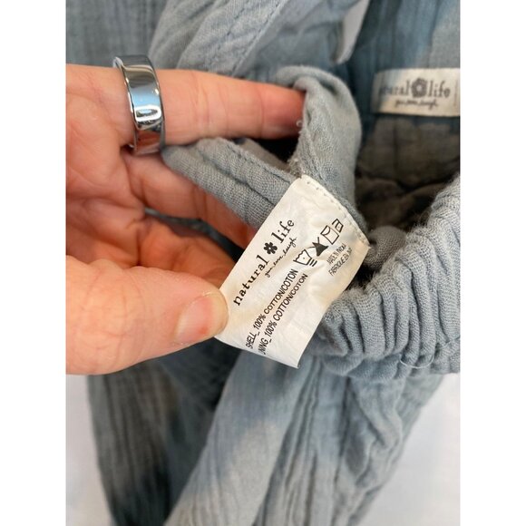Natural Life Dakota Tie Jumpsuit Washed Cotton Gauze Size Medium Light Blue Gray - Picture 9 of 9